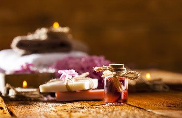 Spa background in range of pink and brown.