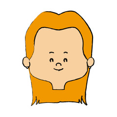 pretty girl face female character head vector illustration