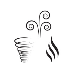 Wind icons nature, wave flowing, cool weather, climate and motion