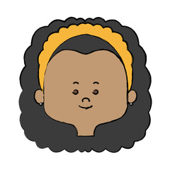 pretty girl face female character head vector illustration