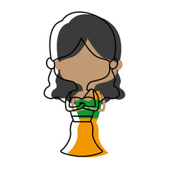 cute cartoon woman pretty elegant clothes vector illustration