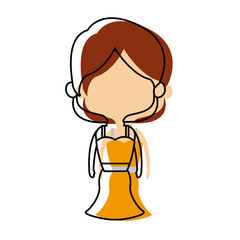 cute cartoon woman pretty elegant clothes vector illustration