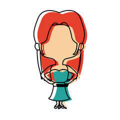 cute cartoon woman pretty elegant clothes vector illustration