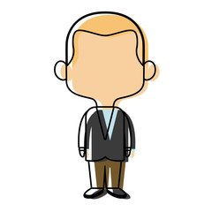 cute man cartoon standing formal clothes character vector illustration