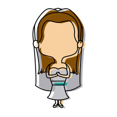 Obraz premium adorable woman bride lovely marriage character vector illustration