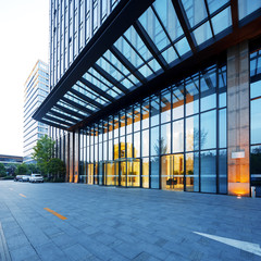 modern buildings with glass door