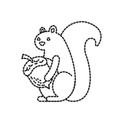 autumn season squirrel acorn nut forest vector illustration