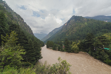 A scenic view of Parvati Valley from Kasol, Himachal Pradesh.