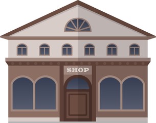 Bank and Shop on the Square of London, United Kingdom. Vector Isolated Illustration