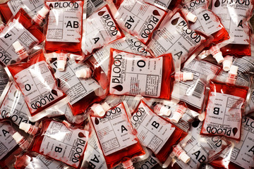blood bags, drinks for Halloween party, top view