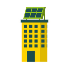 green energy urban ecology nature house or business building with solar panel vector illustration