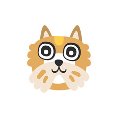 Cute brown dog head, funny cartoon animal character, adorable domestic pet vector illustration