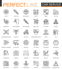 Car repair service thin line web icons set. Outline stroke icons design.