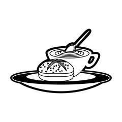 coffee cup  and sweet bread  vector illustration