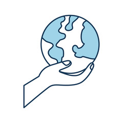 hand holding planet earth ecological environmental concept vector illustration
