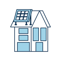 house with solar roof panels for real estate vector illustration