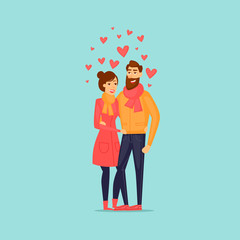Couple in love. Flat design vector illustration.