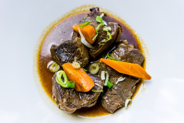 Red wine cock-delicious french recipe coq au vin