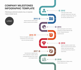 Vector Infographic Company Milestones Timeline Template.
