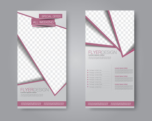 Vector flyer and leaflet design. Set of two side brochure templates. Pink color.