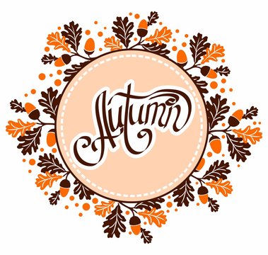 Autumn background with the word autumn