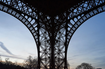 Eiffel Tower silhouette in Paris France sunset