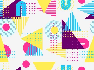 Wall murals Memphis style Memphis seamless pattern. Geometric elements memphis in the style of 80's. Bauhaus retro. Vector illustration.