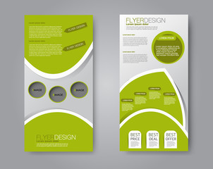 Vector flyer and leaflet design. Set of two side brochure templates. Green color.