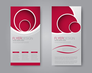 Vector flyer and leaflet design. Set of two side brochure templates. Vertical banners. Red color. Vector illustration.
