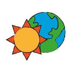 earth planet and sun icon