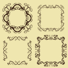 illustration of set of vintage design elements