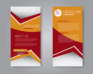 Vector flyer and leaflet design. Set of two side brochure templates. Vertical banners. Red and orange color. Vector illustration.
