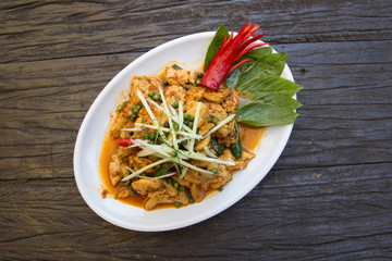 Stir fried chicken and curry paste