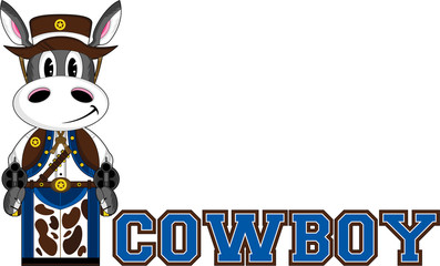 Cute Cartoon Wild West Cowboy Horse