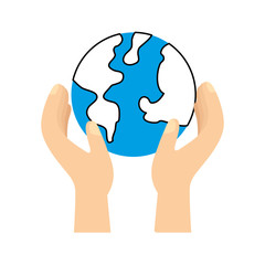 hands holding planet earth ecological environmental concept vector illustration