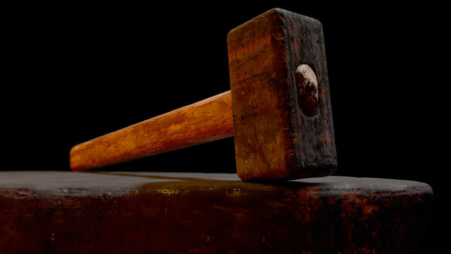 The image of a forge hammer 3D illustration
