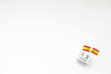 October 12 Wooden calendar Concept independence day of Spain and Spain national day.with space for your text.