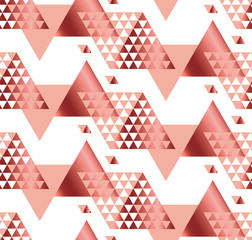 geometry triangle pattern. gold stylized vector illustration. Art Nouveau seamless ornamented pattern in yellow and rose color.