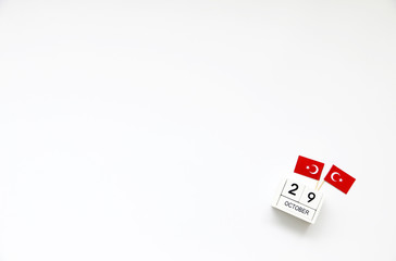 Fototapeta na wymiar October 29 Wooden calendar Concept independence day of Turkey and Turkey national day.with space for your text.