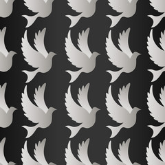 Birds silhouettes - flying seamless pattern. Dove with pattern vector