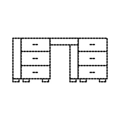 office desk drawers furniture wooden equipment vector illustration