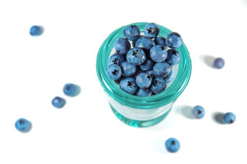 blueberries on white background