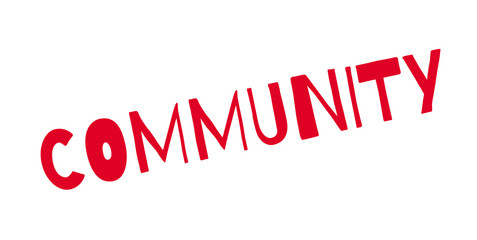 Community rubber stamp. Grunge design with dust scratches. Effects can be easily removed for a clean, crisp look. Color is easily changed.