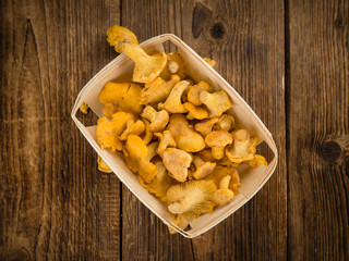 Chanterelles close-up shot, selective focus
