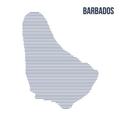 Vector abstract hatched map of Barbados with horizontal lines isolated on a white background.