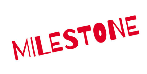 Milestone rubber stamp. Grunge design with dust scratches. Effects can be easily removed for a clean, crisp look. Color is easily changed.