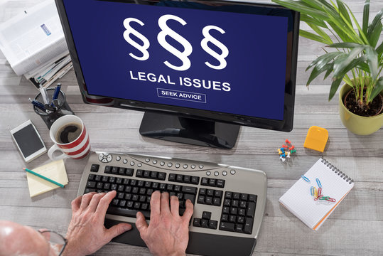 Legal issues concept on a computer