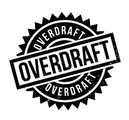 Overdraft rubber stamp. Grunge design with dust scratches. Effects can be easily removed for a clean, crisp look. Color is easily changed.