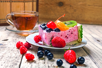 Sweet Cake with berries and fruits
