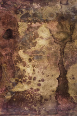 Strong corrosion of metal surface. Copper rusty texture. Abstract image. Background. Template.